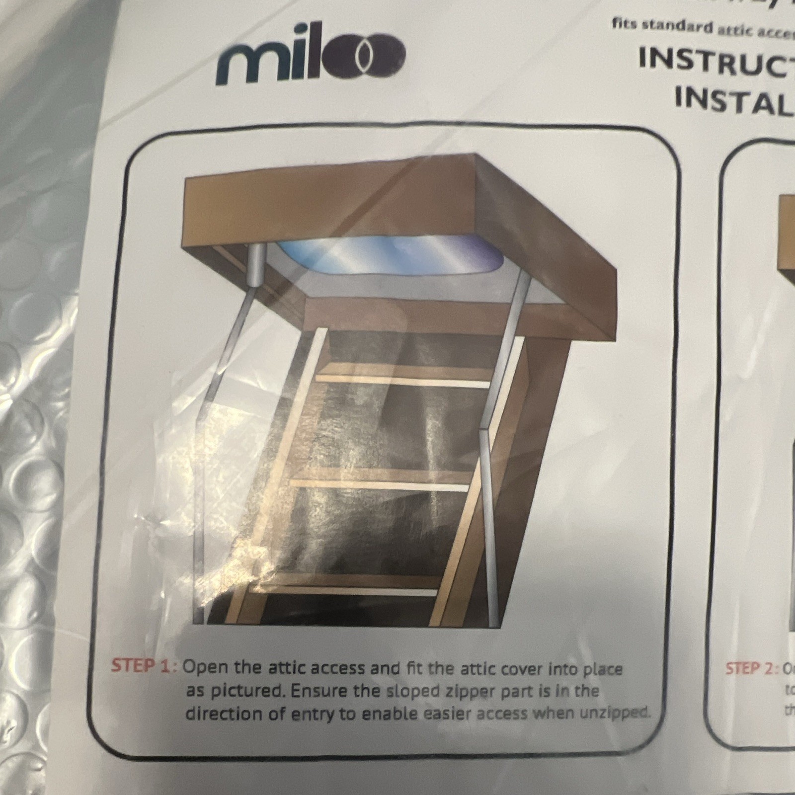 Milo Attic/Loft Access Insulation Cover Fits Standard Access, Silver/Black