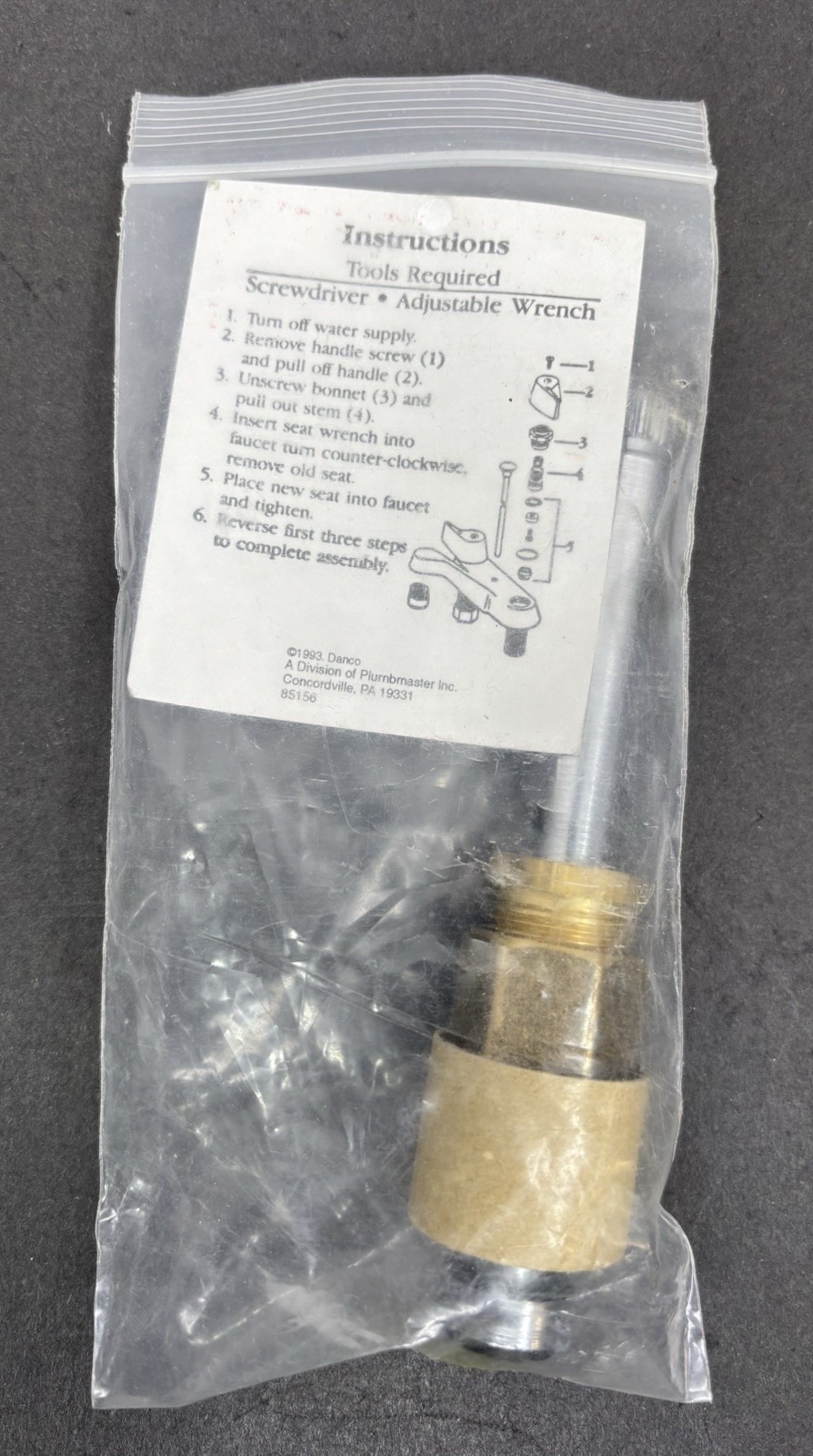 DANCO 11B-1H/C Hot/Cold Stem for Gerber Tub/Shower Faucets #15354B