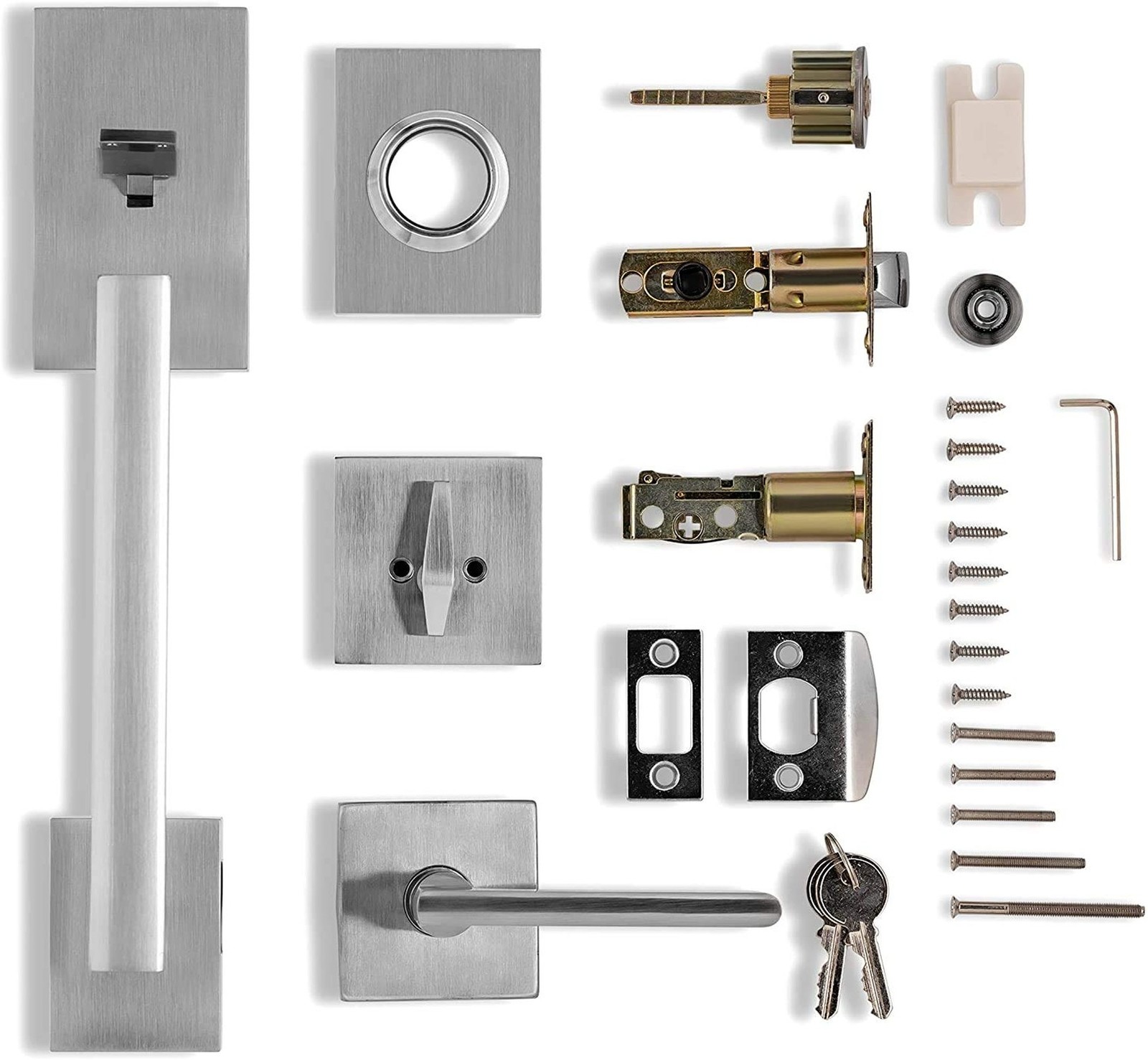 Berlin Modisch HandleSet Front Door Entry Handle and Deadbolt Lock Set Slim S…
