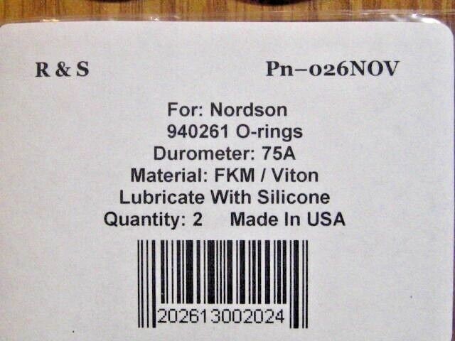 2 Compatible Nordson 940261 O-Rings / R&S 026NOV / Material FKM / Viton