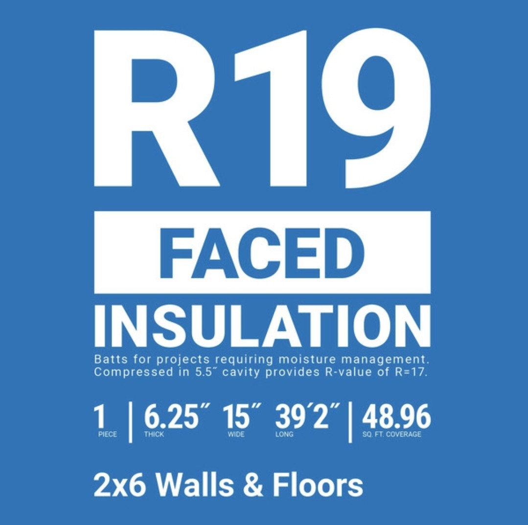 RF40 R-19 Single Faved Fiberglass Roll Insulation 15″ X 39.2″