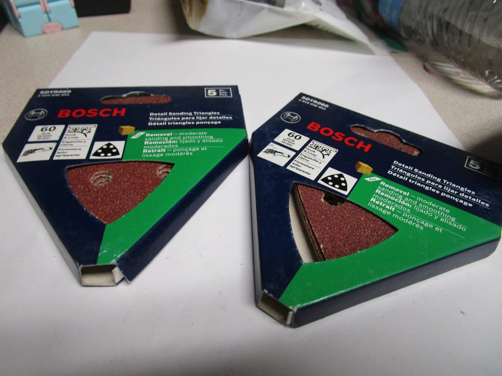 Bosch 3-1/2 Inch 60 Grit Detail Sander Abrasive Triangles for Wood QTY 10