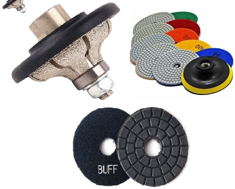 Sink Hole Diamond Core bit grinding Drum Kit Countertop Fabrication F25 Ogee Set