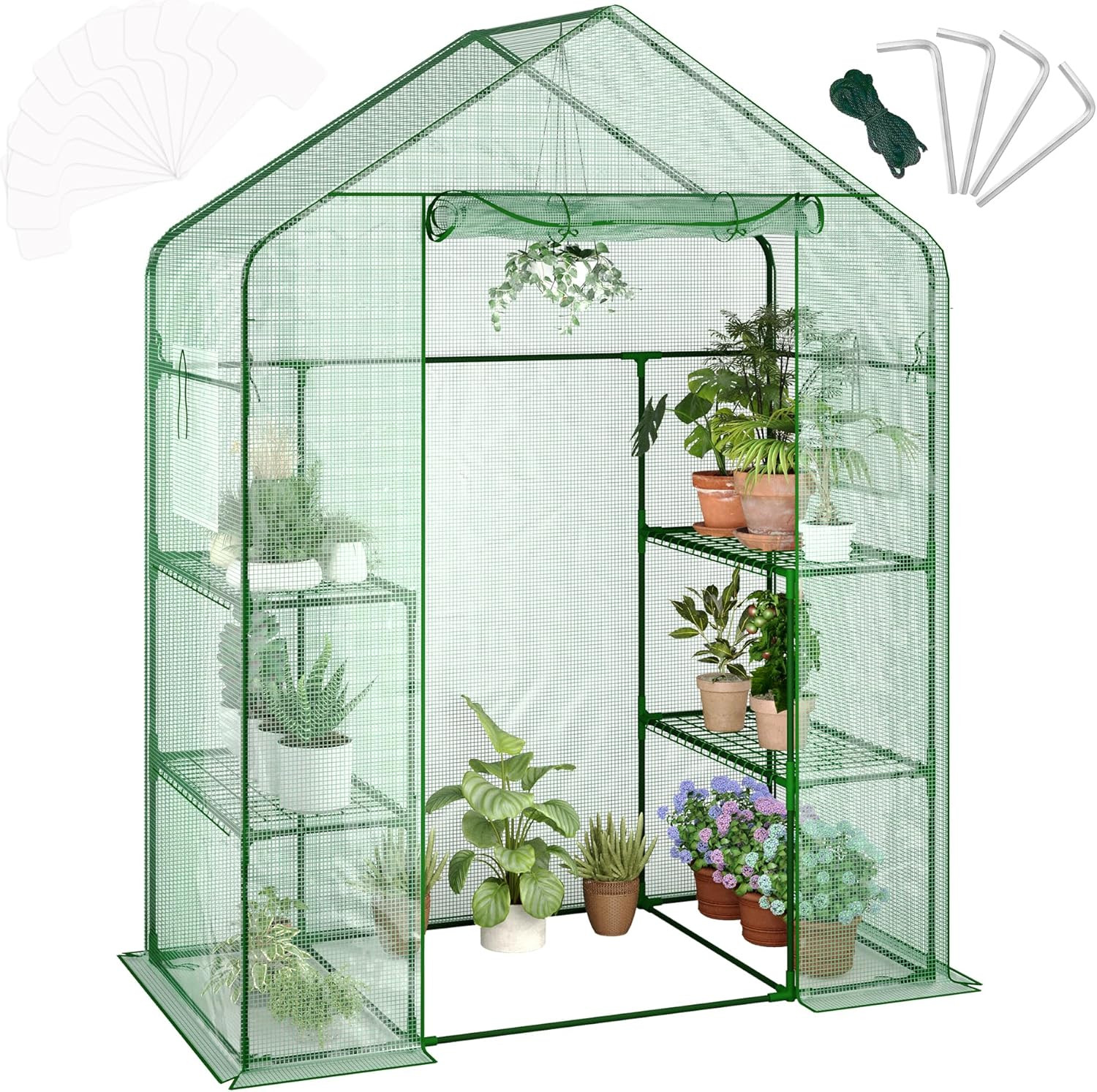 Greenhouses for Outdoors with 4 Wire Shelves, 57 X 29 X 77 in Portable Greenhous
