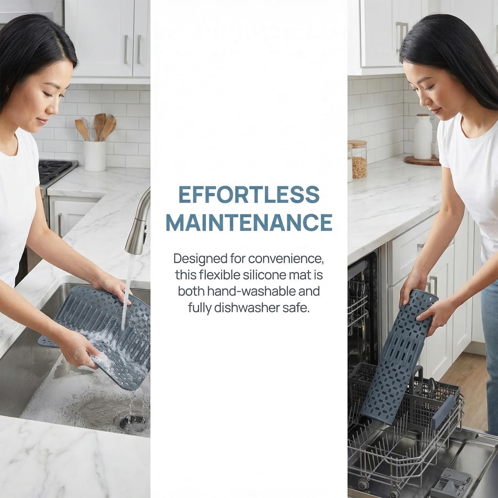 Eysbiy Silicone Sink Mat – 17×13, Non-Slip Kitchen Large, Type E-Grey