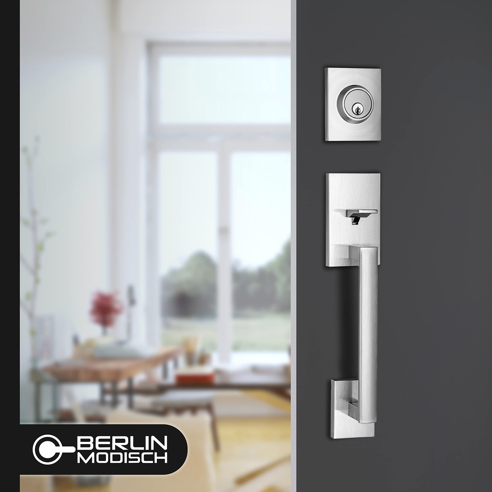 Berlin Modisch HandleSet Front Door Entry Handle and Deadbolt Lock Set Slim S…