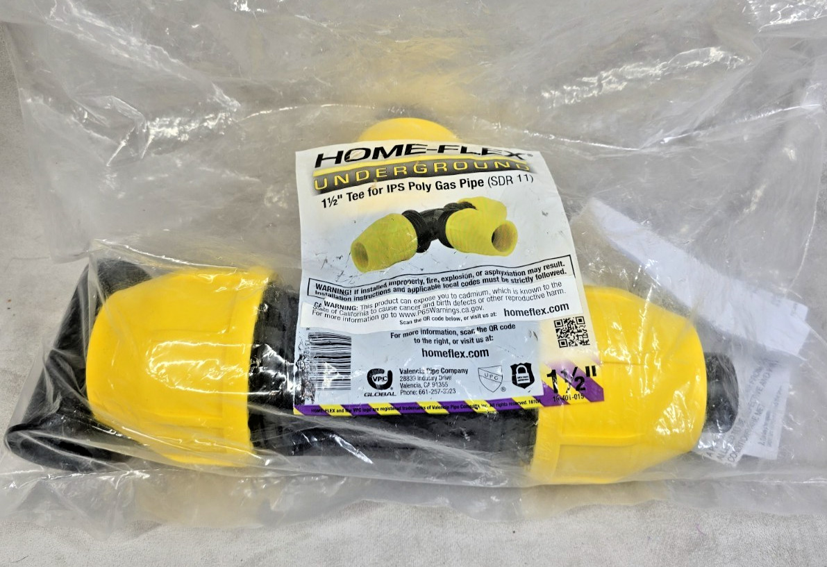 HOME-FLEX 1-1/2 in. IPS DR 11 Yellow Poly Gas Pipe Tee (lot of 2) 18-401-015