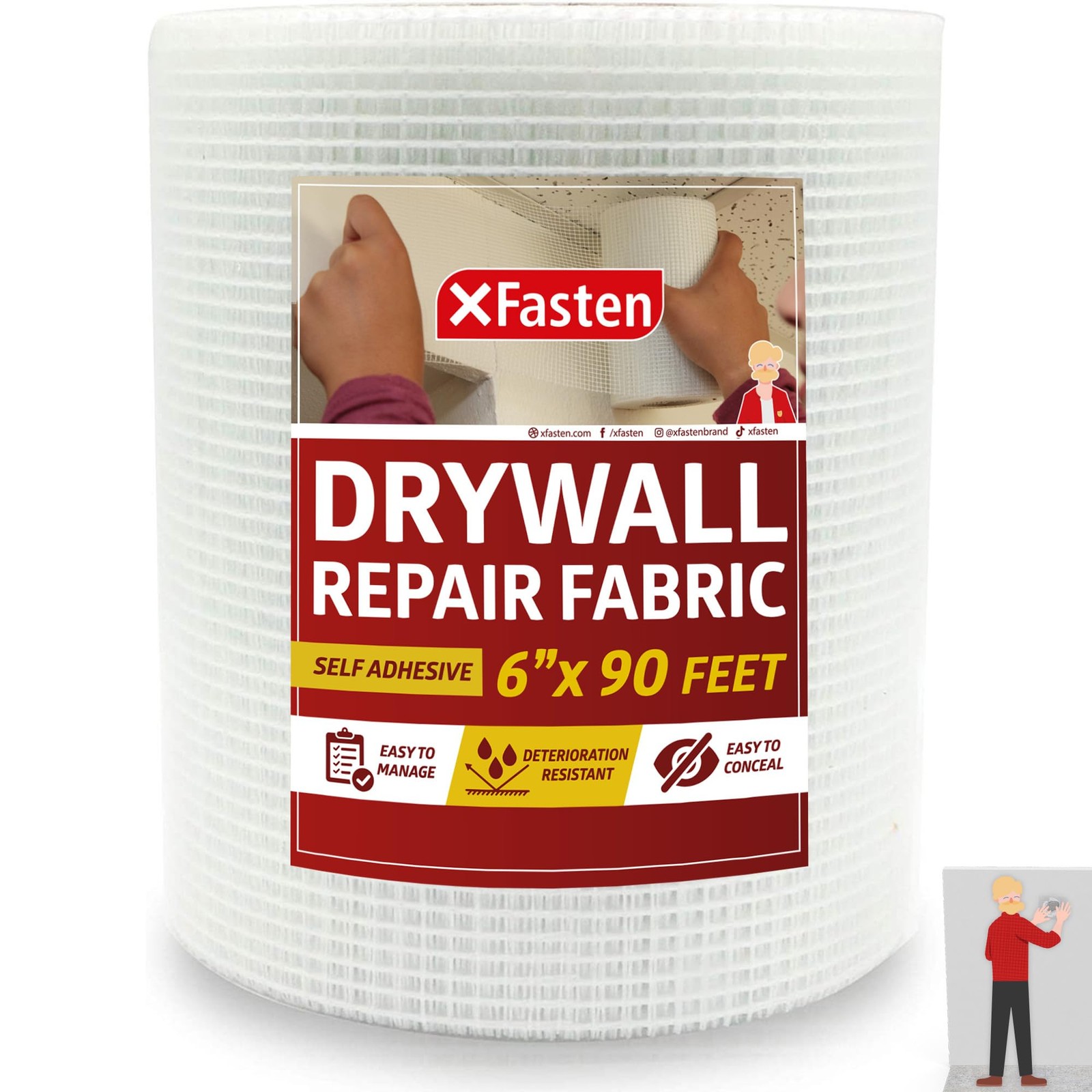 Drywall Repair Mesh Tape 6″x90′ – Fiberglass Patch, Wall Crack & Seam Repair