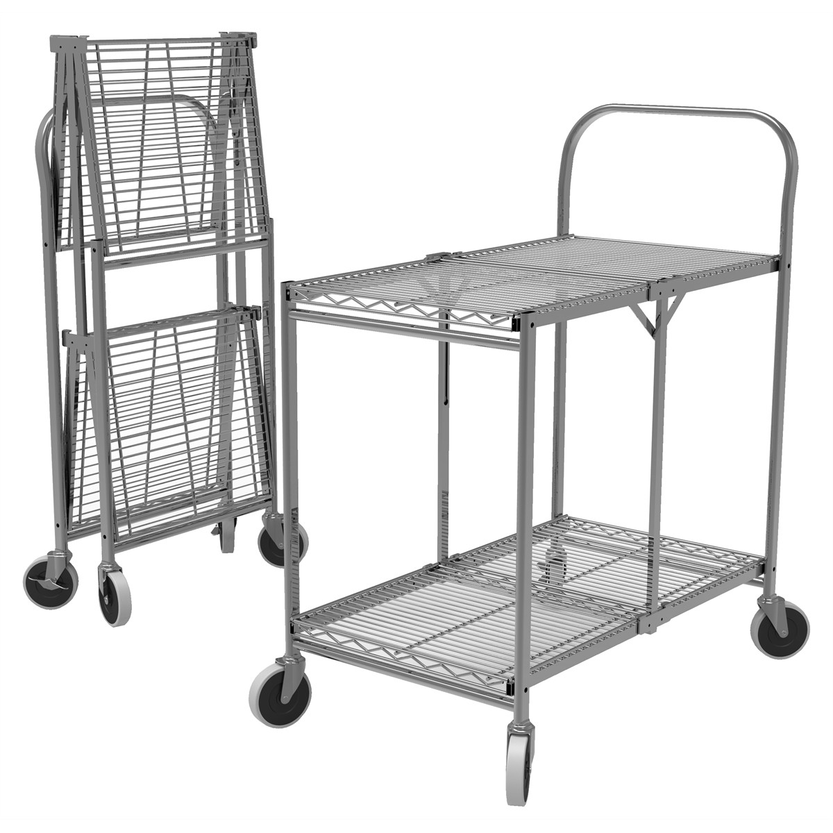 Luxor Two-Shelf Collapsible Wire Utility Cart WSCC-2