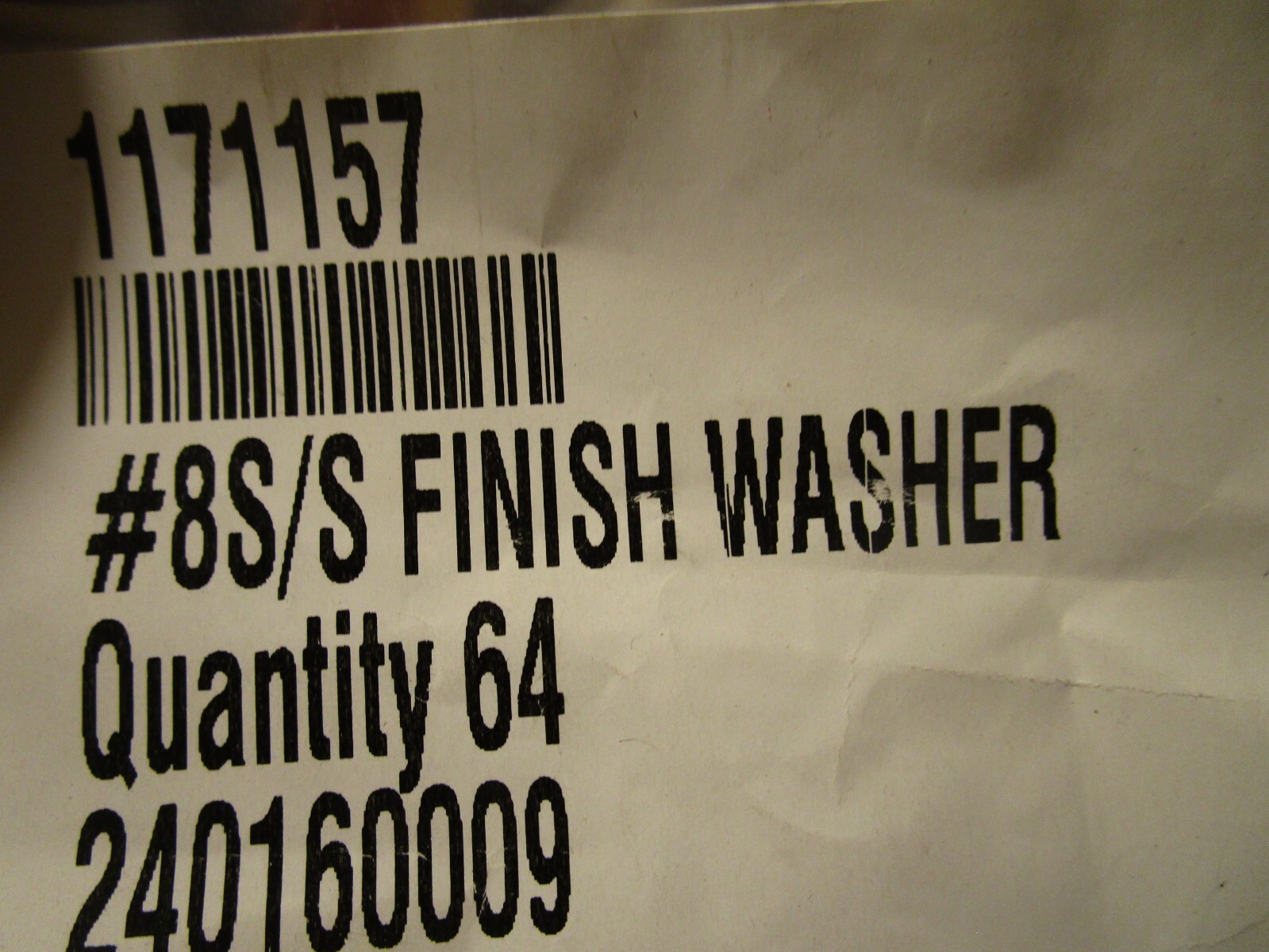 #8 Stainless Steel Finished Washer QTY 64