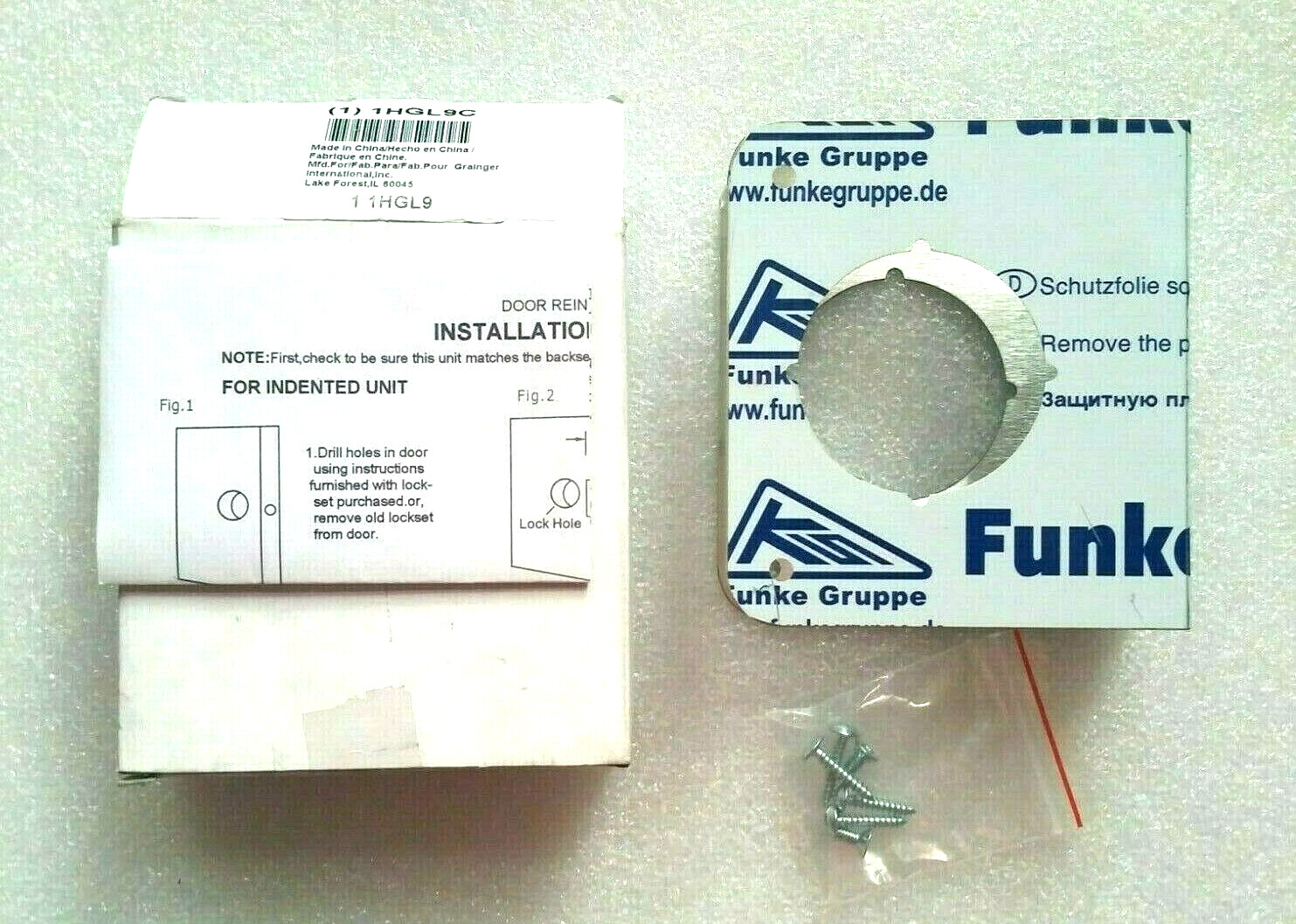 GRAINGER Door Reinforcer 1HGL9, Stainless, Backset 2 3/8″ FUNKE GRUPPE Germany