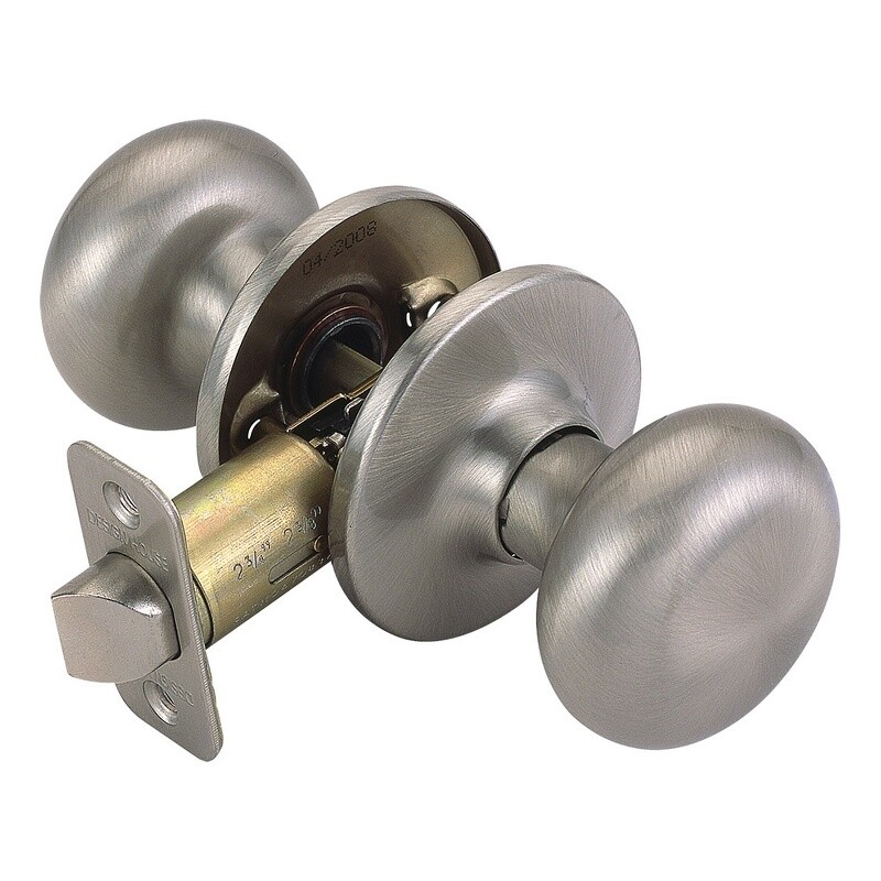 Design House Cambridge 2-Way Brass Passage Hall Door Knob in Satin Nickel