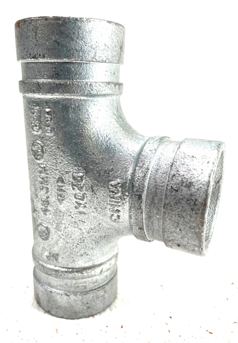 SPF Style T1 Straight Tee 1-1/2″ Galvanized Grooved End IPS Pipe Size Fitting