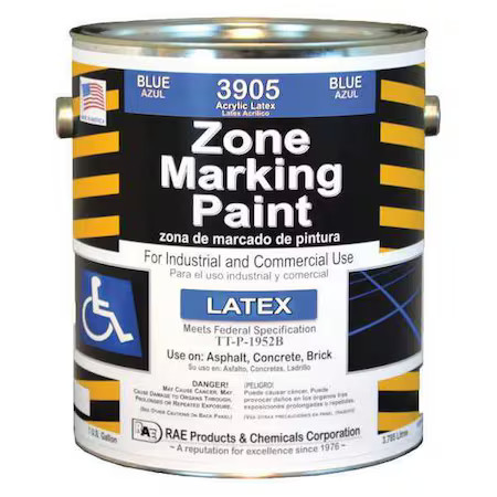 Rae 3905-01 Traffic Zone Marking Paint, 1 Gal., Handicap Blue, Latex Acrylic