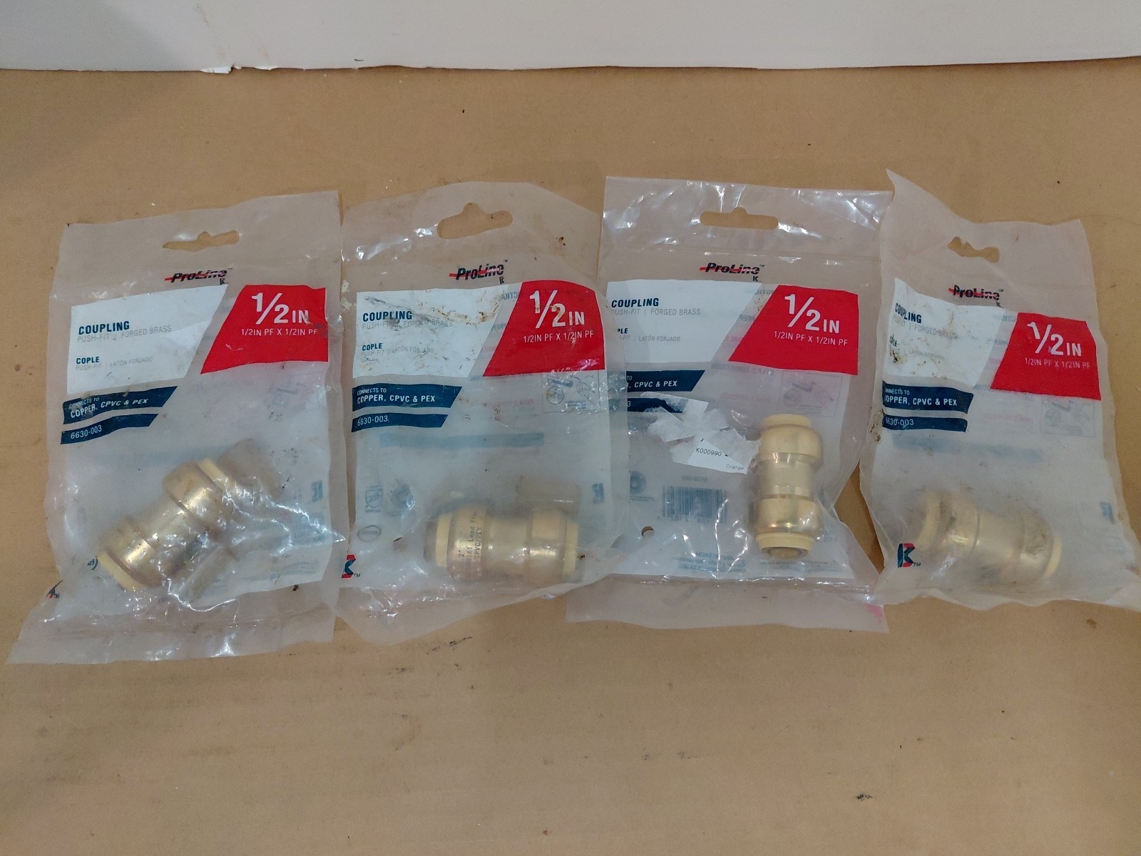 4 X B&K Proline Push to Connect 1/2 in. PTC X 1/2 in. D PTC Brass Coupling