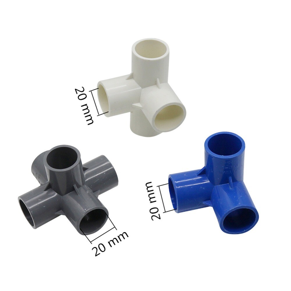 20/25/32/40/50mm PVC 3-Way Elbow Socket Coupling Pipe Fitting White/Blue/Grey