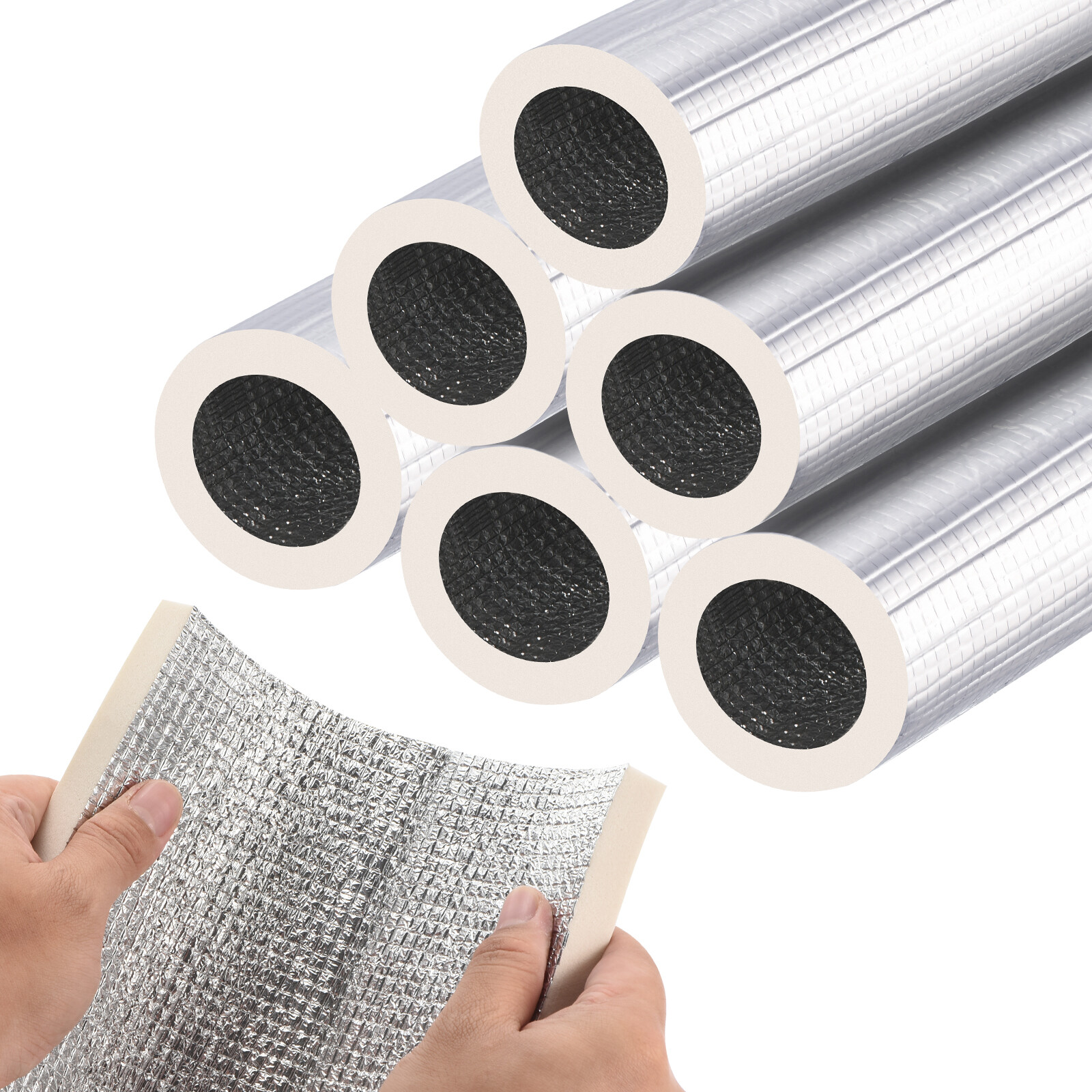 6pcs Pipe Insulation Foam Tube Self Adhesive Freeze Protection Wrap 40×3.2×6.2mm