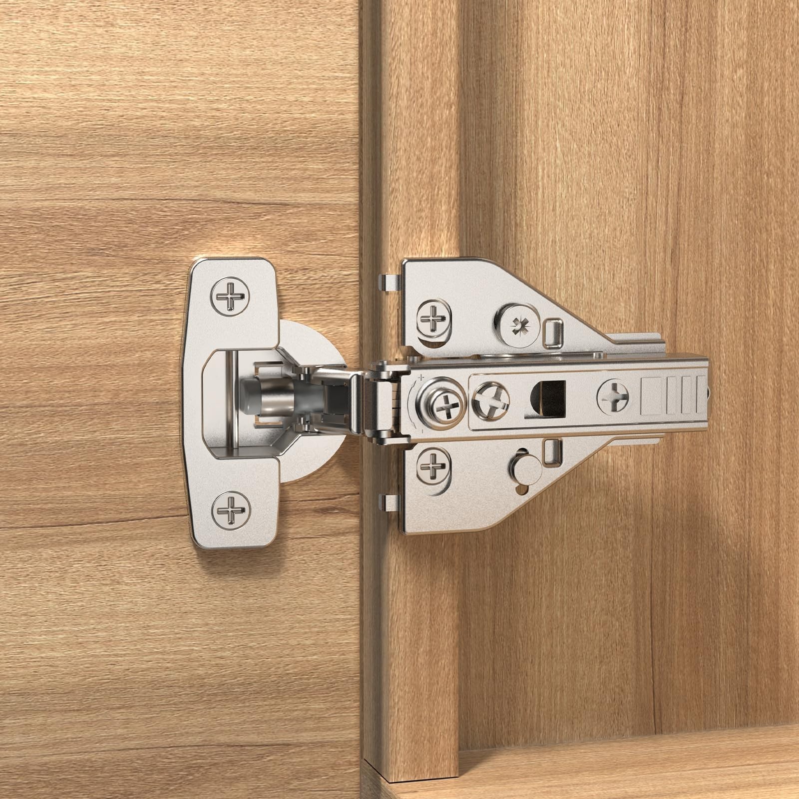 Furniware 10 Pack Full Overlay Soft Close Cabinet Hinges, Speed Control 4D Ad…