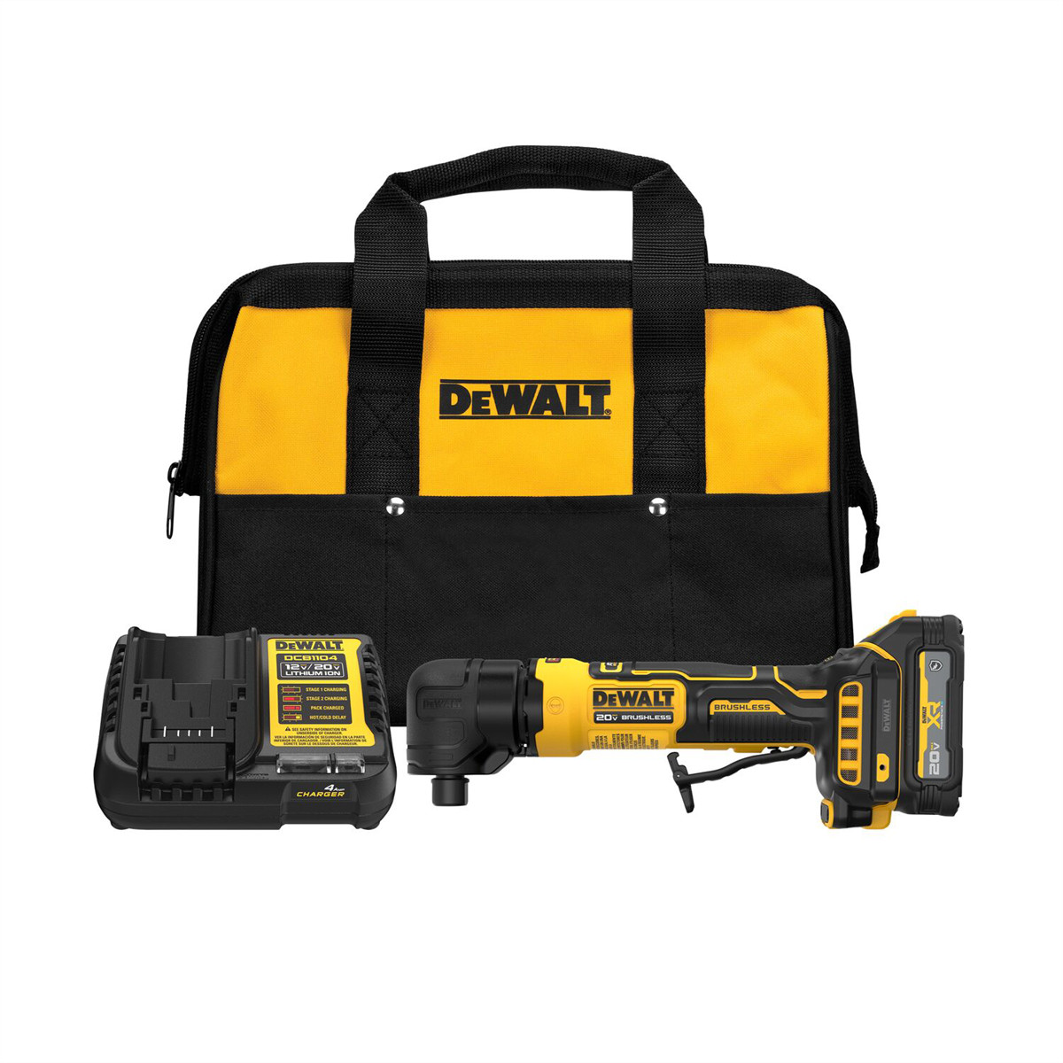 DCG422GE1DeWalt ATOMIC 20V MAX* Right Angle Grinder Kit