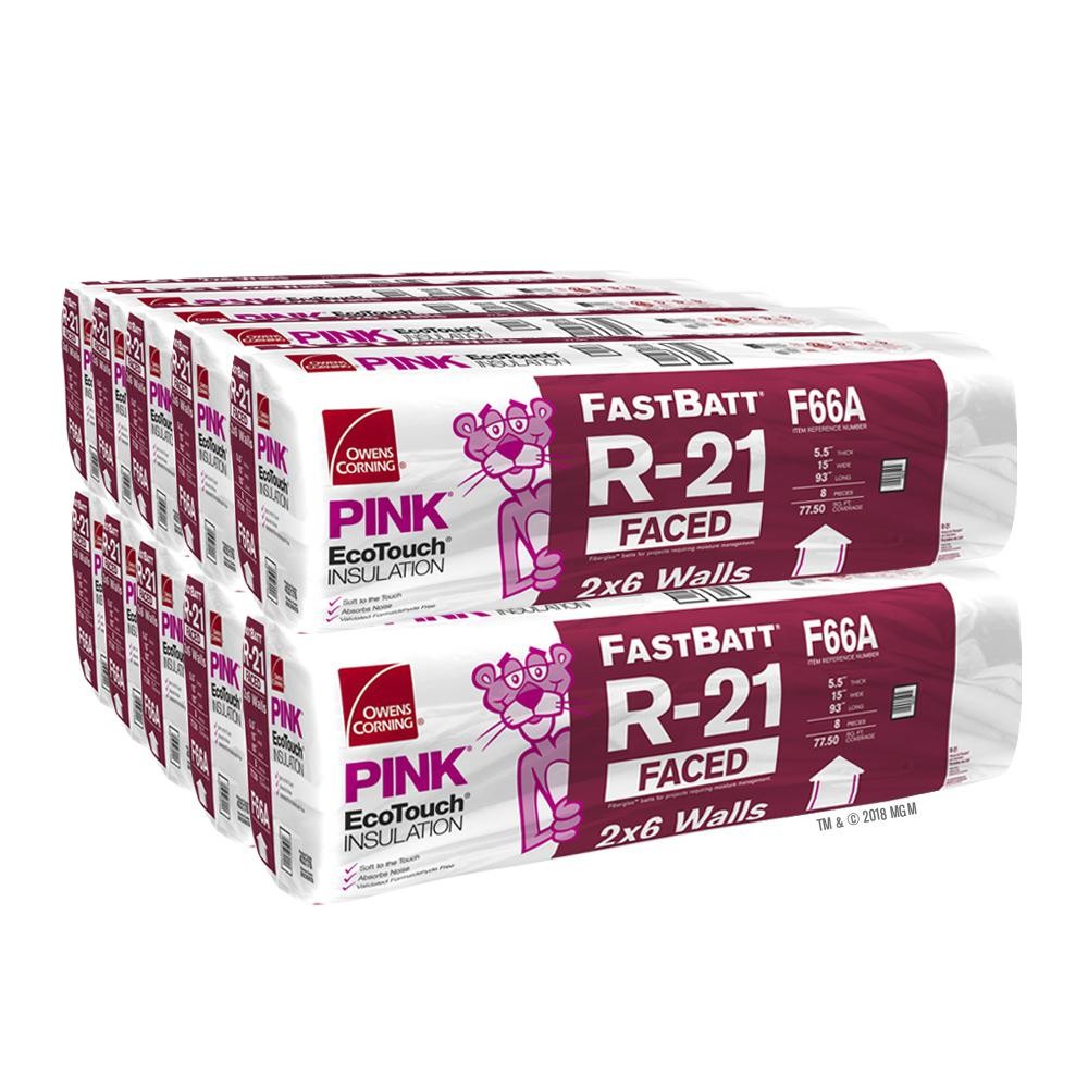 Owens Corning 775 SQFT 10 bags of R21 Kraft Faced 15 x 93 Fiberglass Fits 2X6