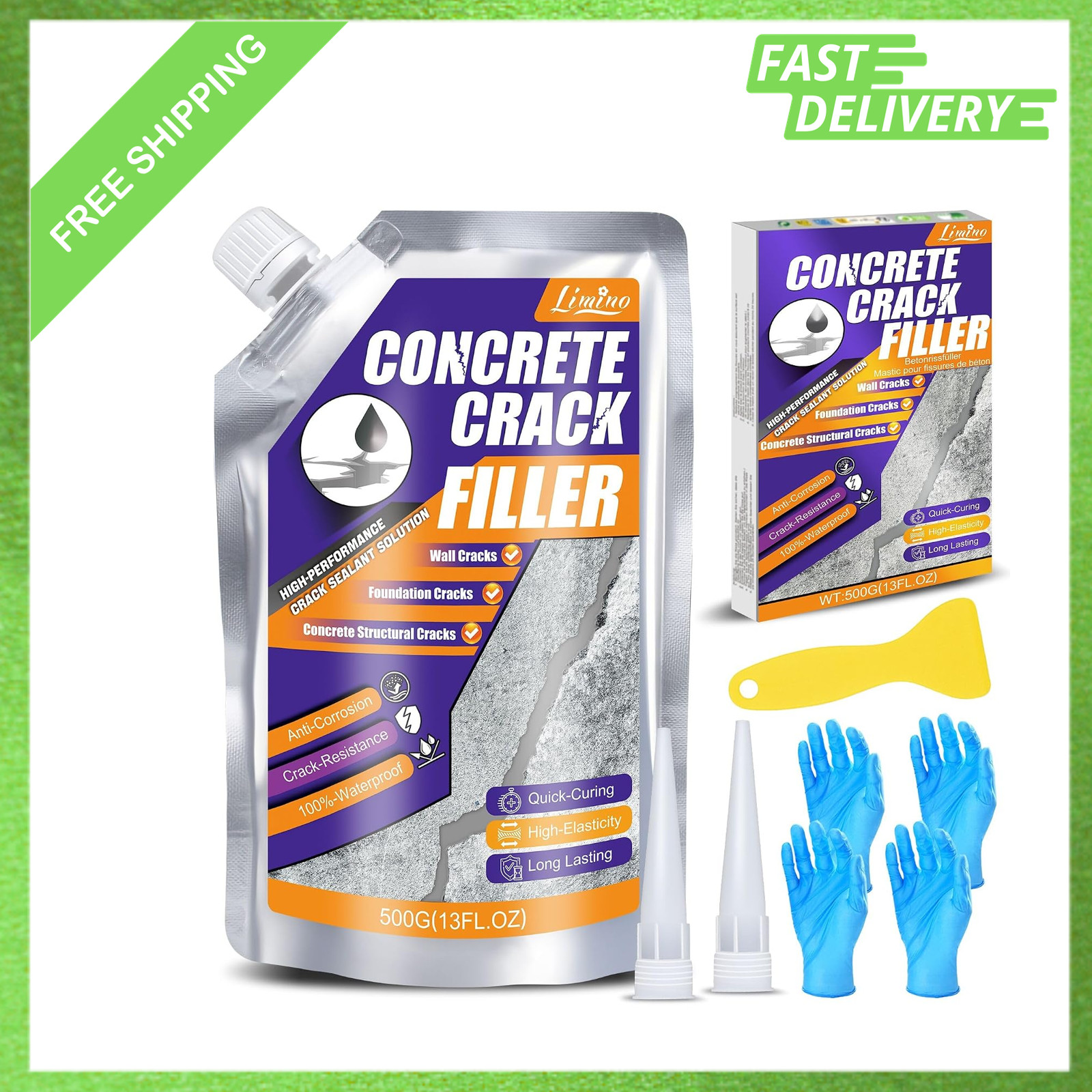 Concrete Crack Filler 1.1 lb Gray Self Leveling Cement Repair Kit for Driveway