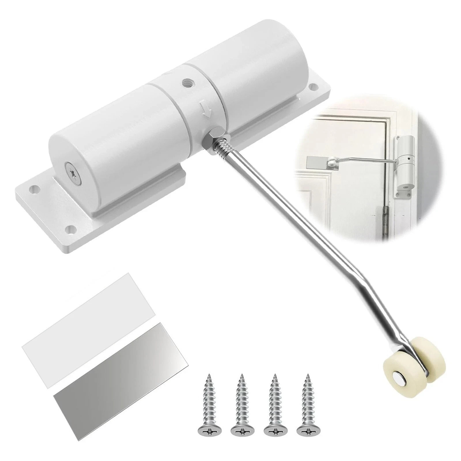 Automatic Silent Door Closer Adjustable Alloy Safety Spring 45-90lbs Heavy Duty