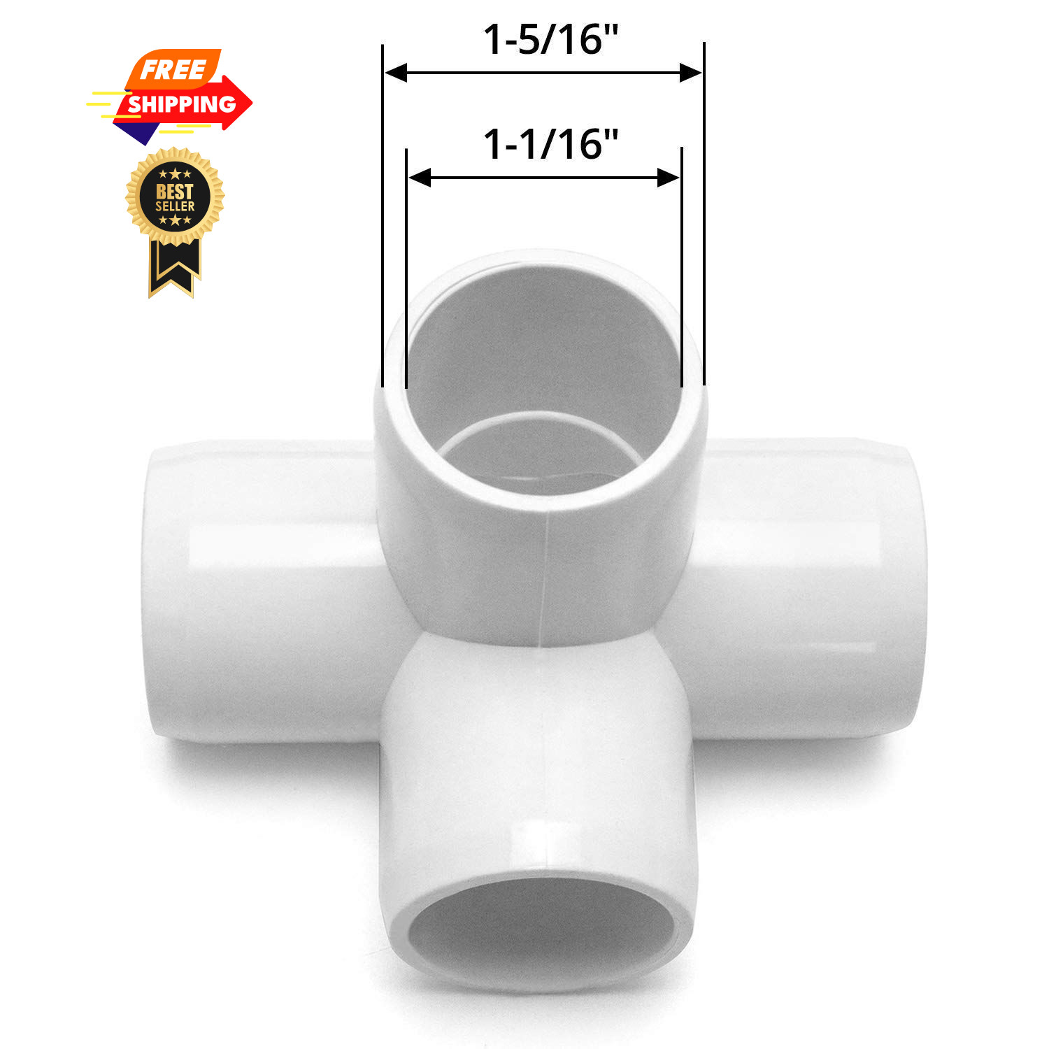 QWORK PVC Pipe Fitting, 4 Way 3/4″ Tee Elbow, 20 Pack 20 Pack, White