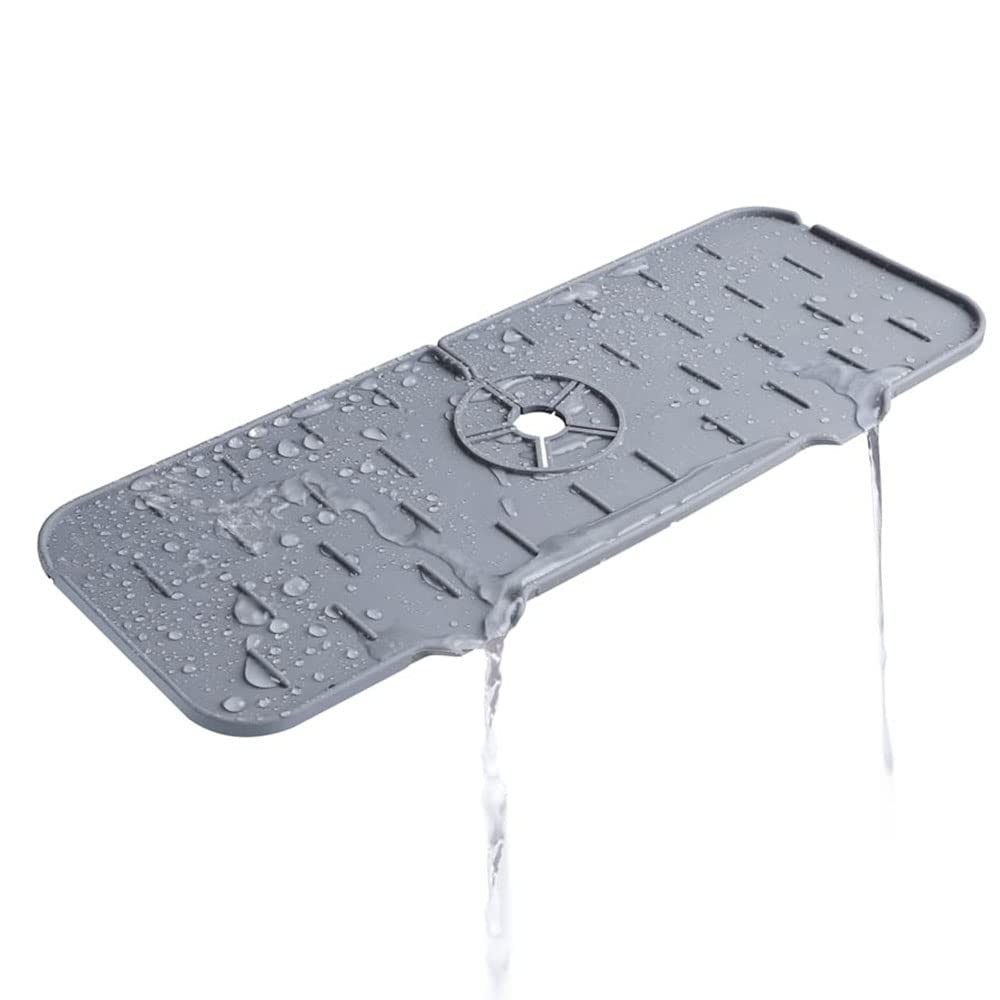 Silicone Faucet Sink Mat Splash Guard, Drain Pad Behind Grey 1pcs