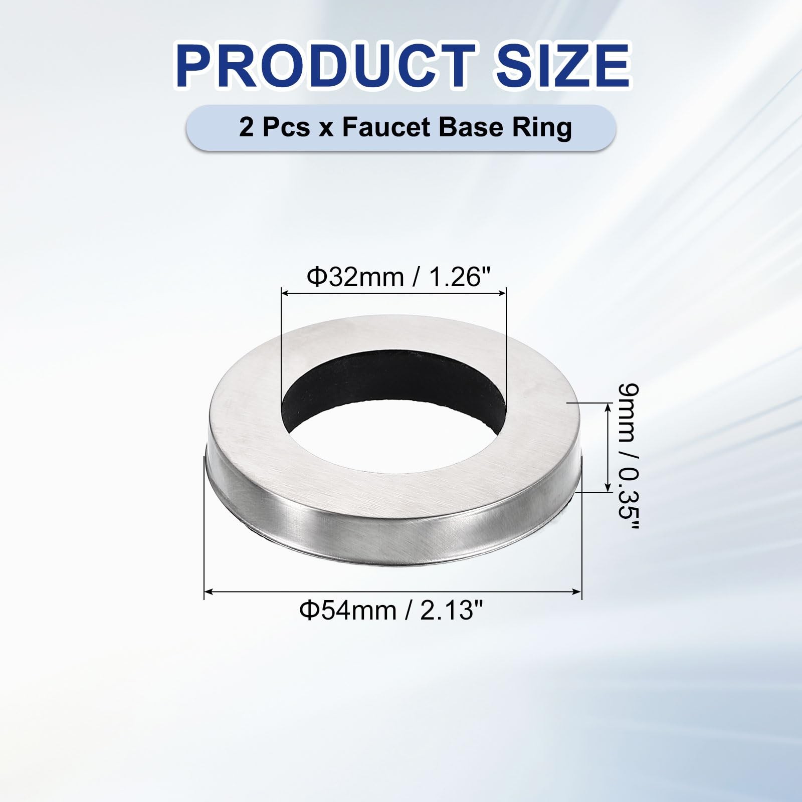 uxcell 2Pcs Faucet Base Rings, 2.13″x1.26″(OD x ID) Stainless Steel Silver