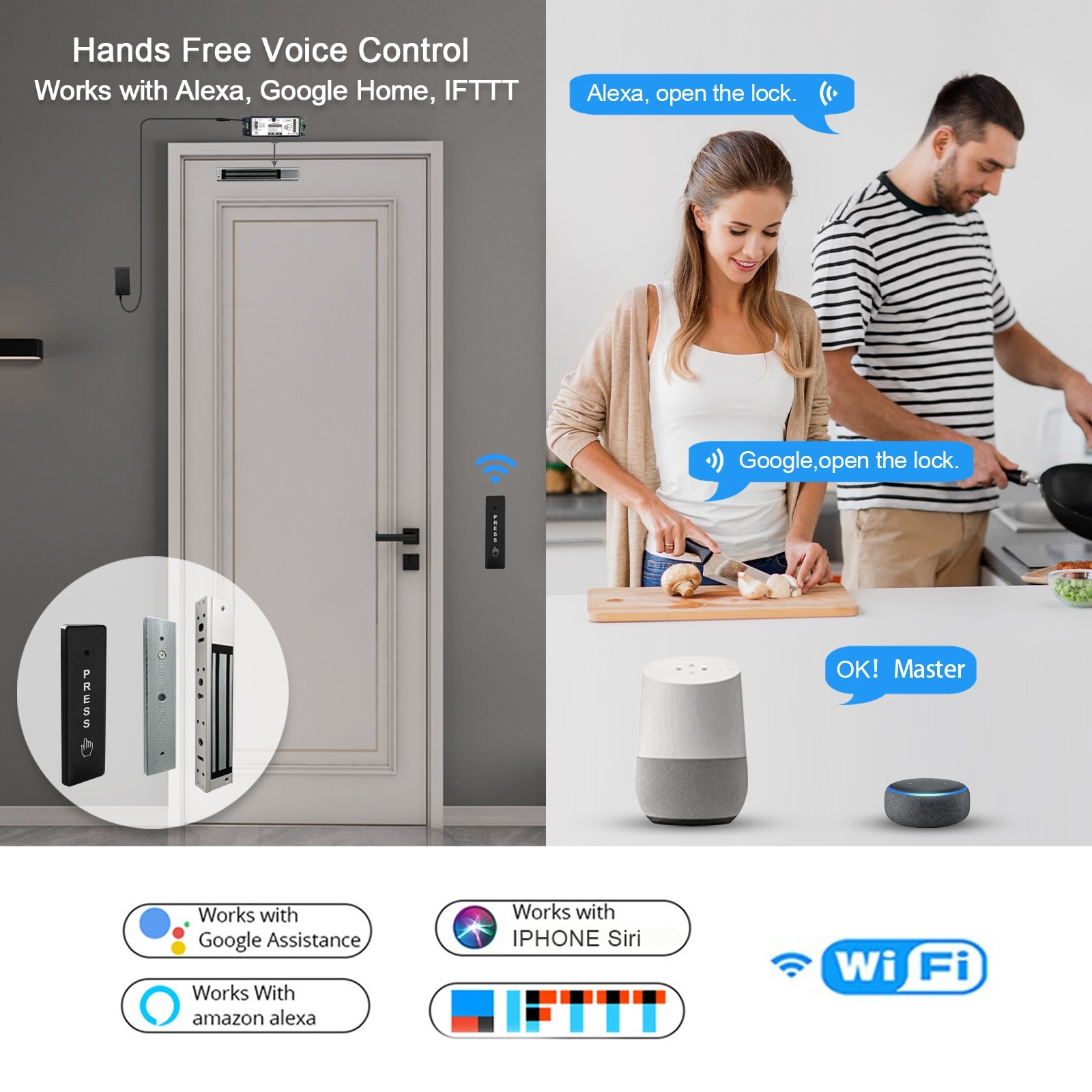 WIFI Access Control Wireless Push Button Kit with Electric Magnetic Lock
