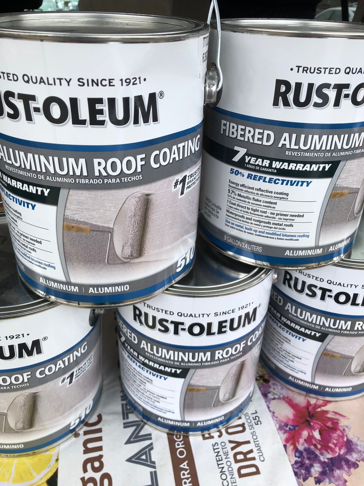 5X 1 GAL Rust-Oleum 301907 7 Year Fibered Aluminum Roof Coating