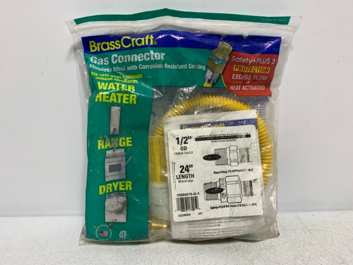 BrassCraft CSSD64TE-24 Gas Connector 1/2″ OD 24″ Length Safety+Plus2