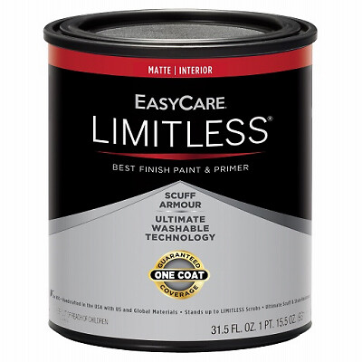 EasyCare LLIMP-QT Limitless Interior Paint & Primer, Pastel Base, Matte Acrylic