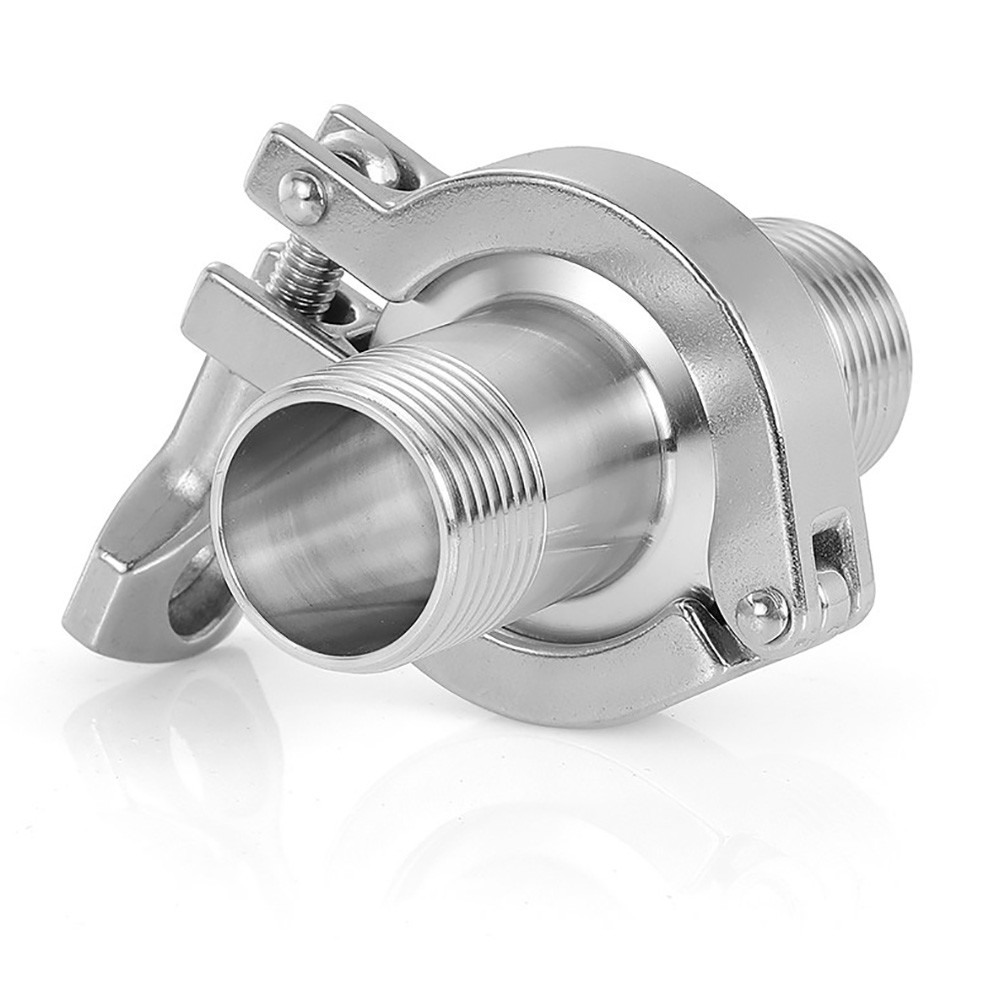 Sanitary Male Threaded Ferrule Pipe Fitting + Tri Clamp + Sillicon Gasket A2/A4