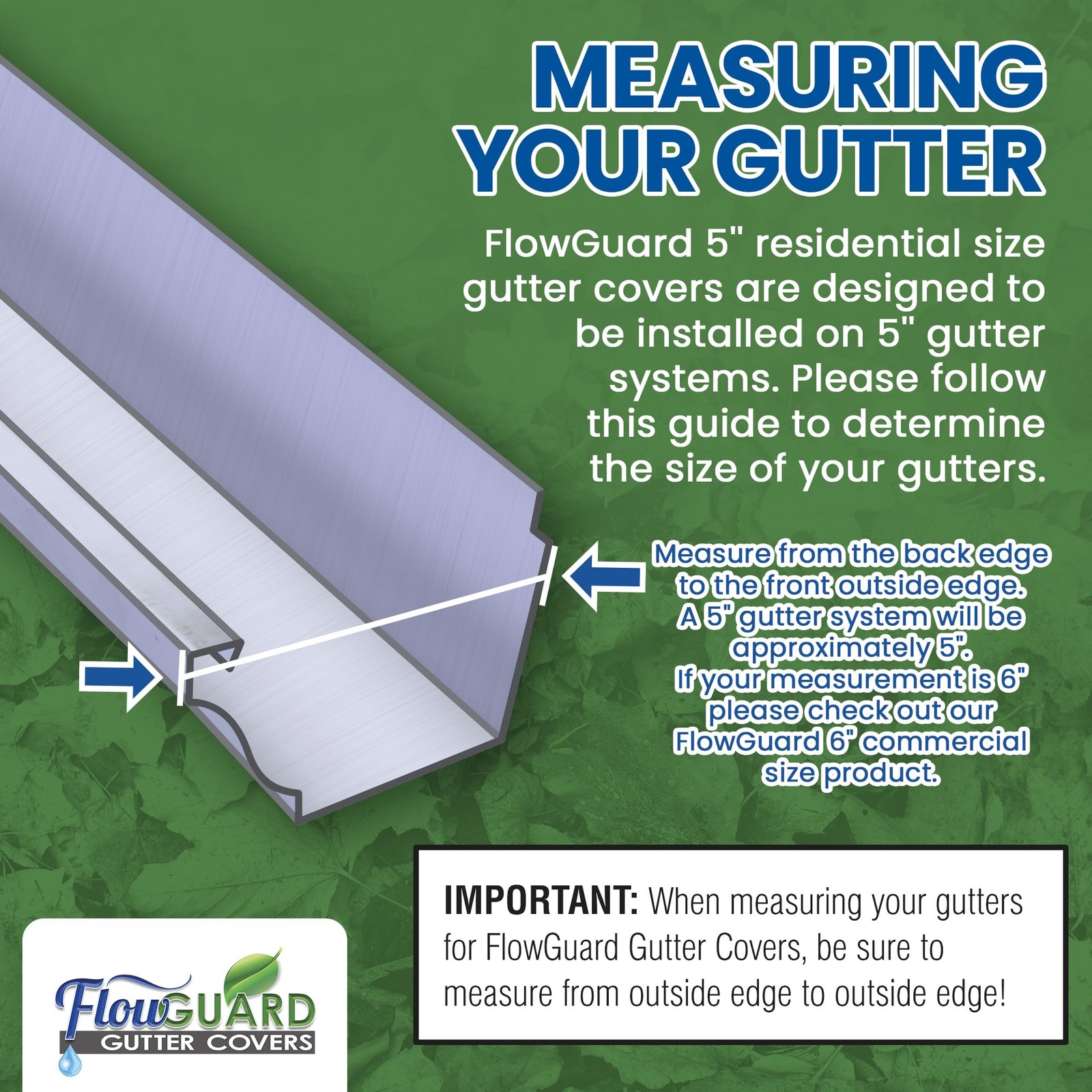 Flowguard Usa Made Professional Diy 5 Inch High Clearance 50-Year Gutter Cover