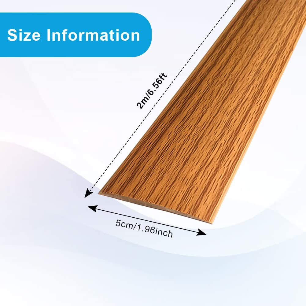 Floor Transition Strip Self Adhesive Laminate 2″/6.6 FT, Brown Wood Grain