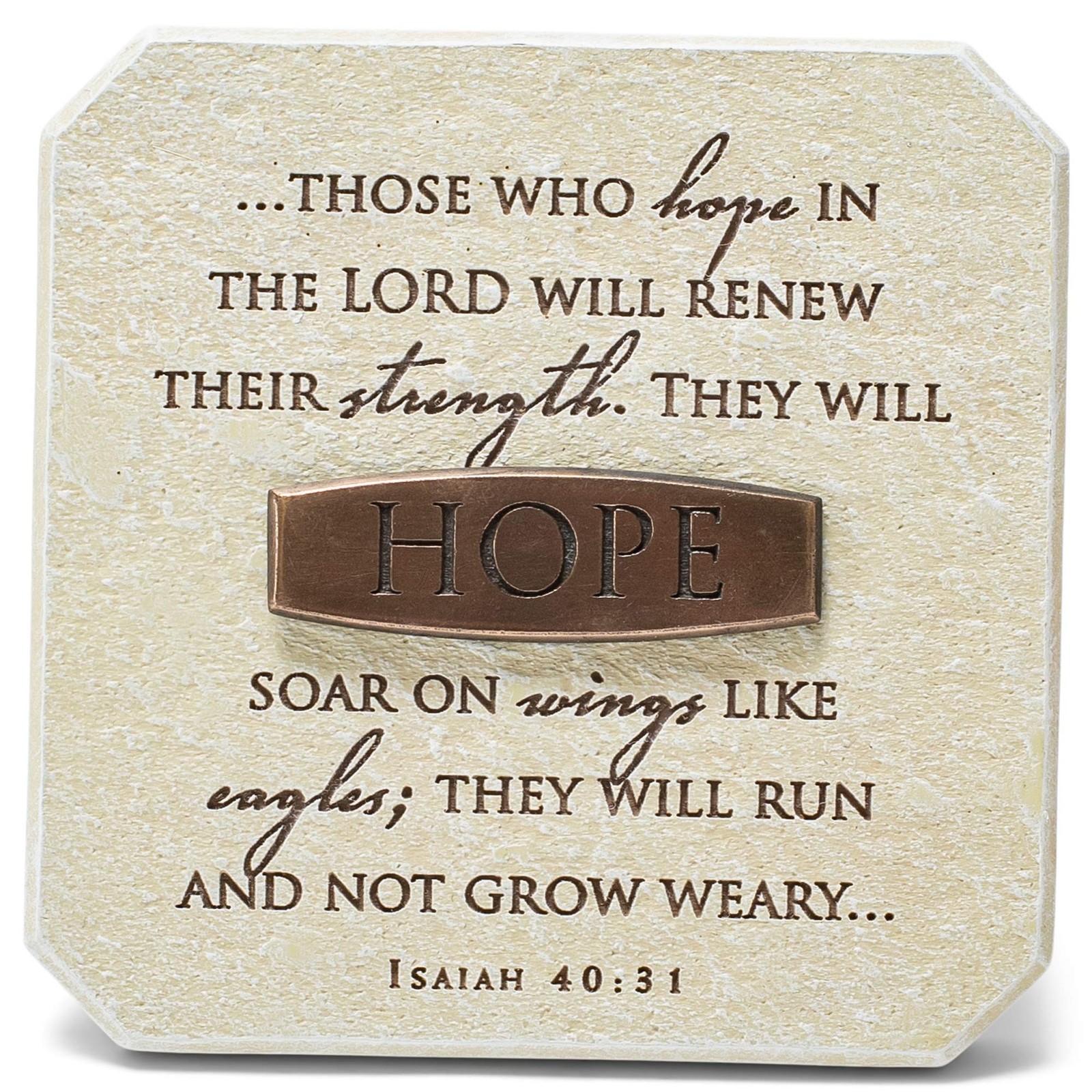 Lighthouse Christian Products Hope in The Lord Sandstone 3.75 x 3.75 Cast Sto…