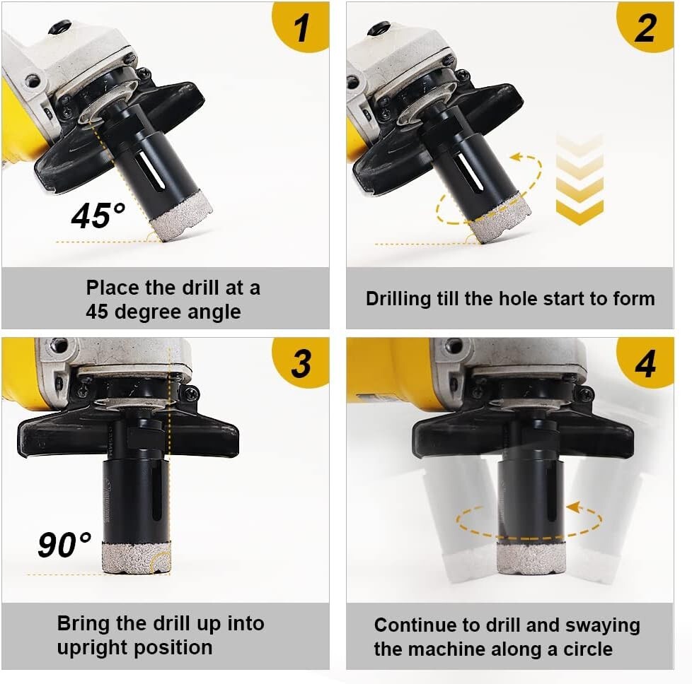 3-1/2 in 4-1/2 in Brazed Diamond Core Bit/Hole Saw for Granite, Marble, Ceramic