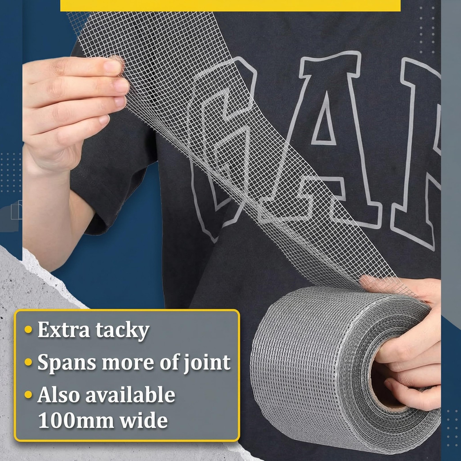 Cement Board Joint Tape Self~Adhesive Fiberglass Mesh 150 ft x 4 in Gray