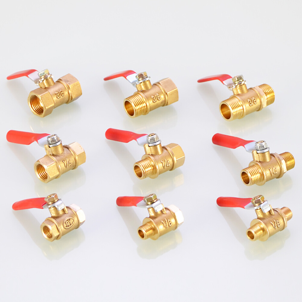 1/8″ 1/4″ 3/8″ Male Female NPT Brass Ball Valve Water Air Tank Drain Shut Off