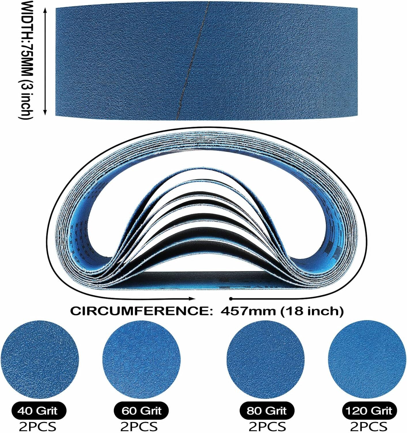 3X18 Belt Sander Sanding Belts, 3X18 Inch Zirconia Sanding Belts For Metal/wood,