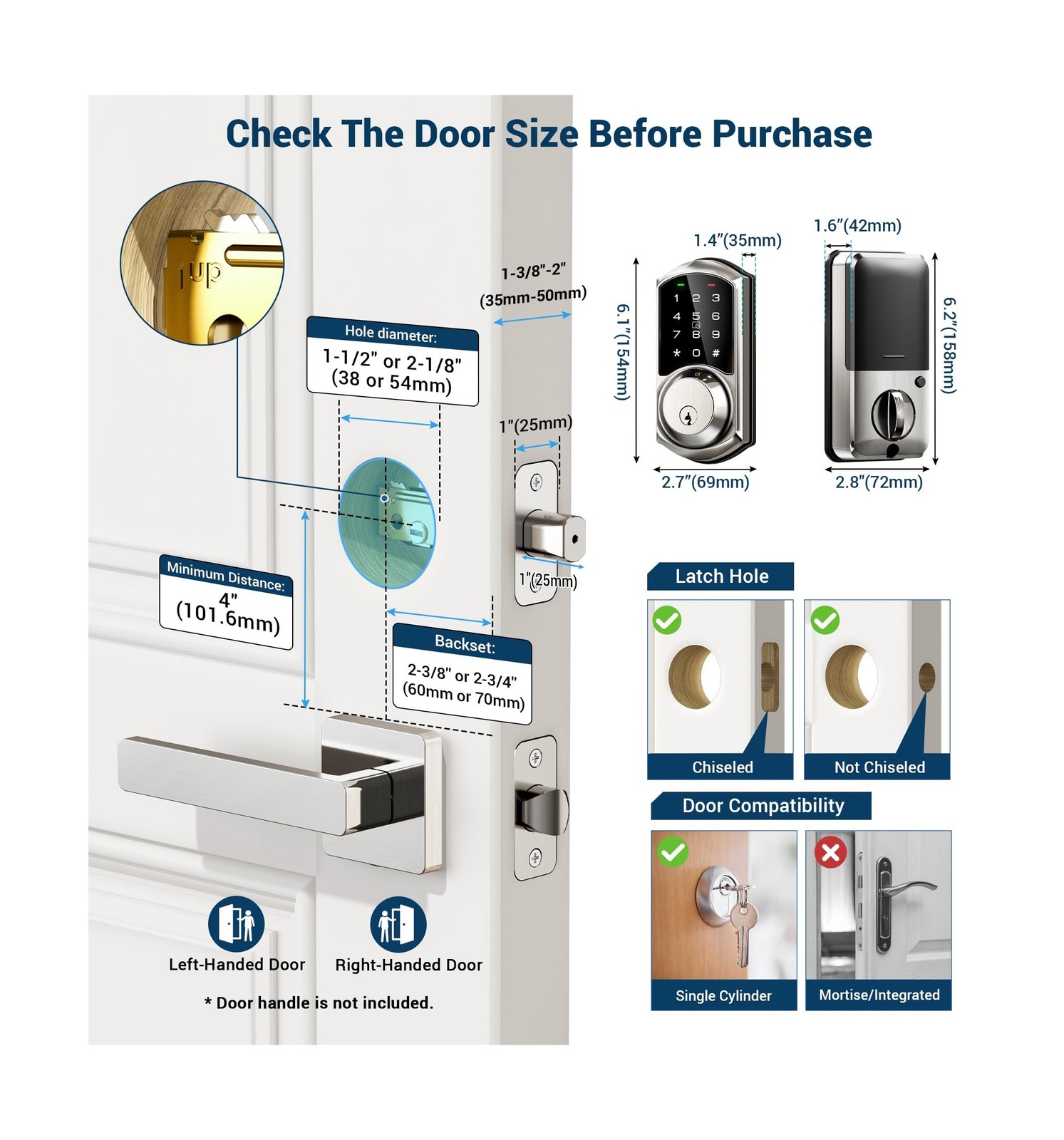 Veise VE06 Smart Deadbolt with App Control, Keyless Entry Smart Loc… Fast Ship
