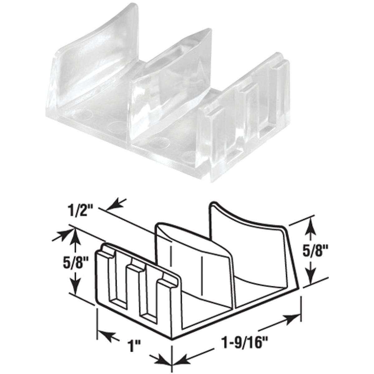 Prime-Line Nylon Shower Door Bottom Guide (2-Count) M 6058 Pack of 6 PRIME-LINE