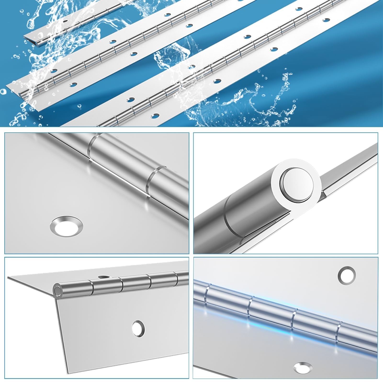 Heavy Duty Piano Hinges 18Inch, 2PCS Stainless Steel Piano Hinge with Hole, 0…