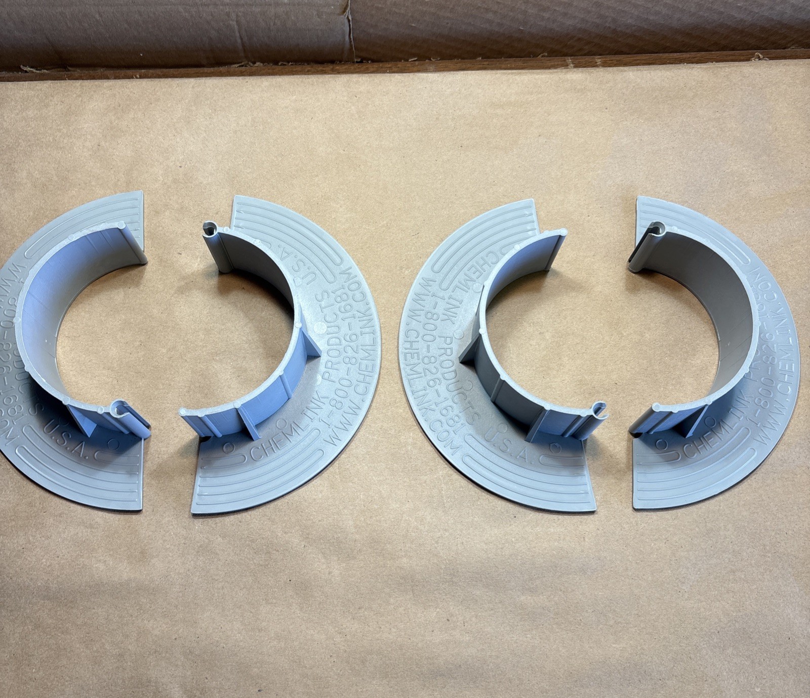 NEW: Lot of 2 (4 Halves) Chem Link E-Curb 4” Round Pipe Flashing Curbs Only