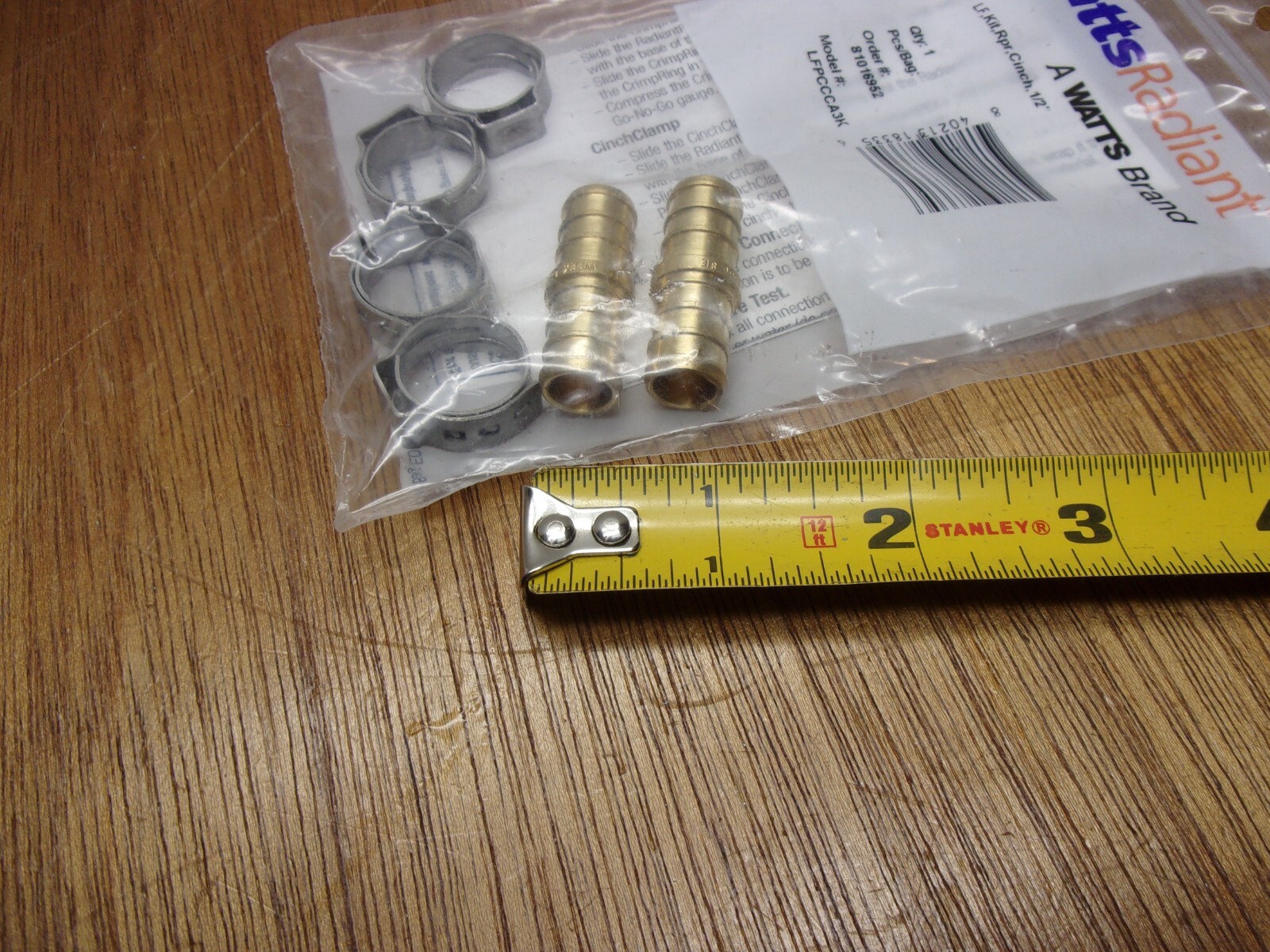 Watts LF PCCCA3K Repair Kit Brass Barbed W/Cinch Clamps Pex 1/2″ Pipe 2 Pack USA