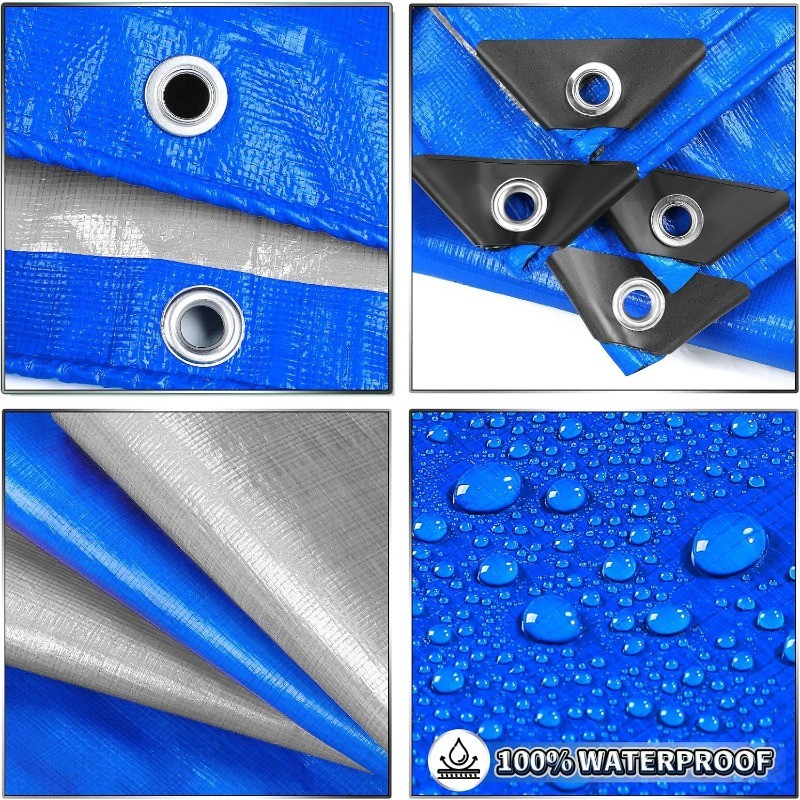 10×12 Feet, 7 Mil Thick Waterproof Poly Tarps Cover UV Resistant Rip Tear Proof