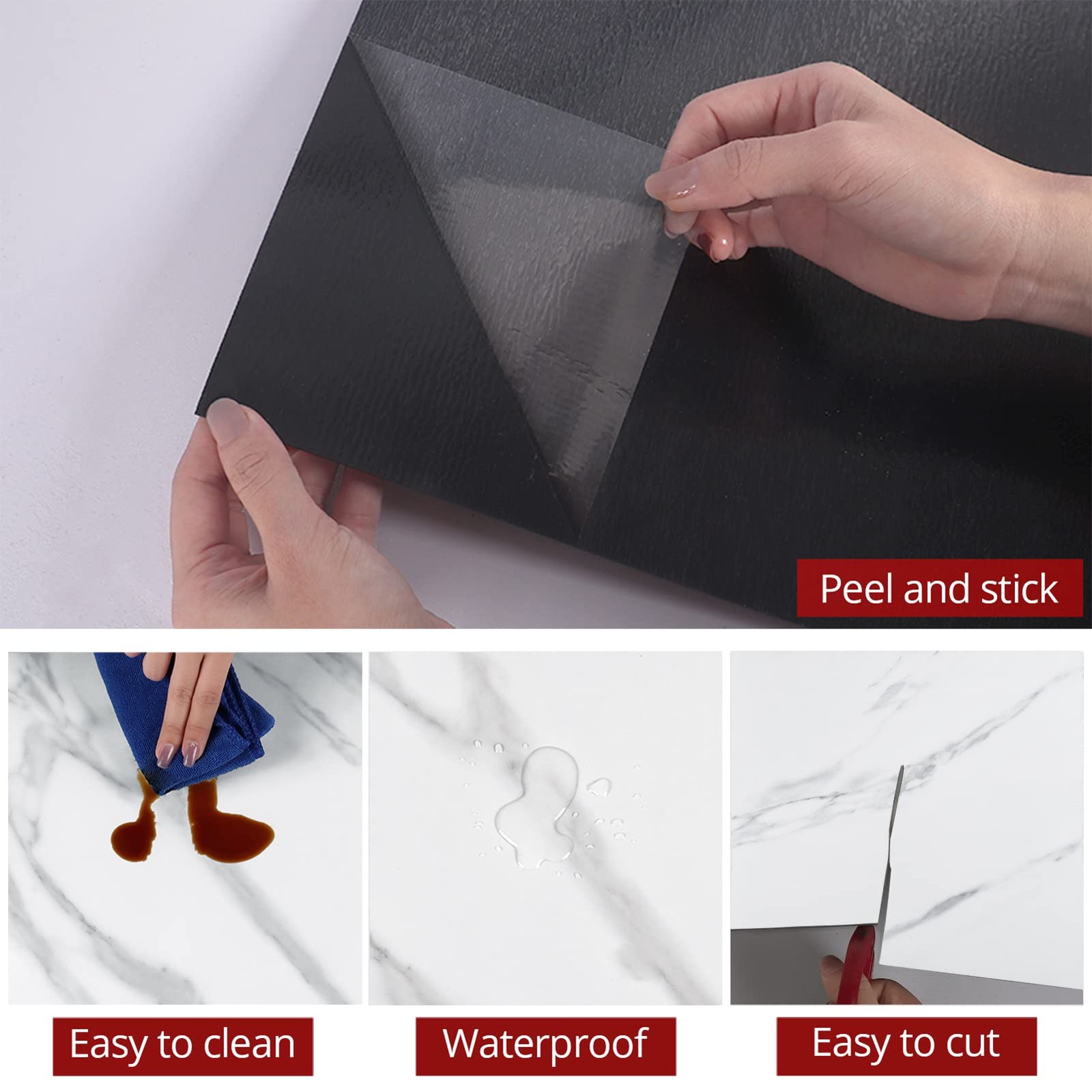 WESTICK White Marble Peel and Stick Floor Tile Bathroom 20 Tiles, 1.