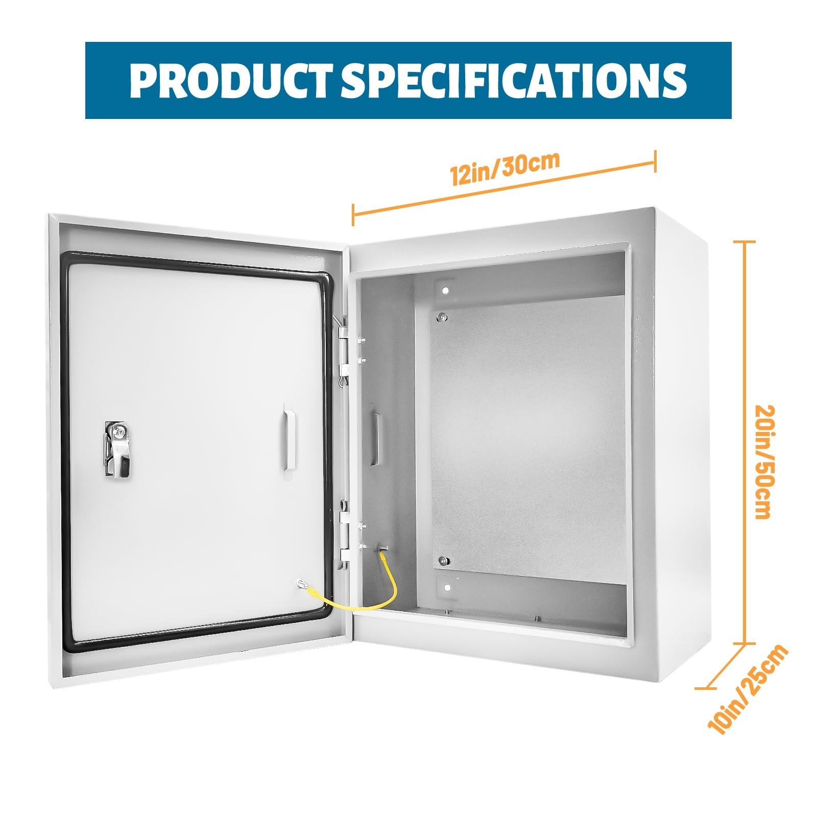 Outdoor Electrical Box 20 x 12 x 10”D NEMA 4X Enclosure Steel Box, Waterproo…