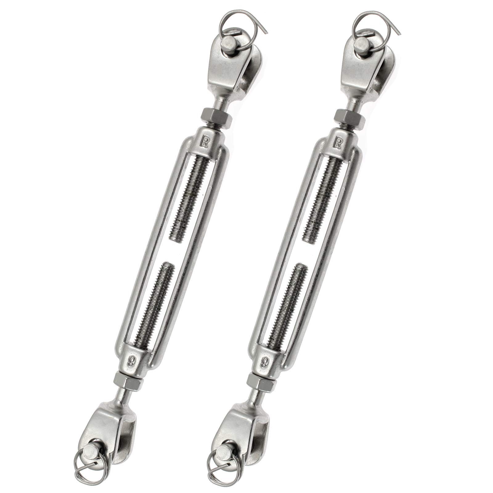 2PCS 316 Stainless Steel Jaw and Jaw Turnbuckle, 6mm Threaded Diameter x 2.7″…